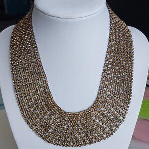 Smoky Quartz Rhinestone Plastron Necklace